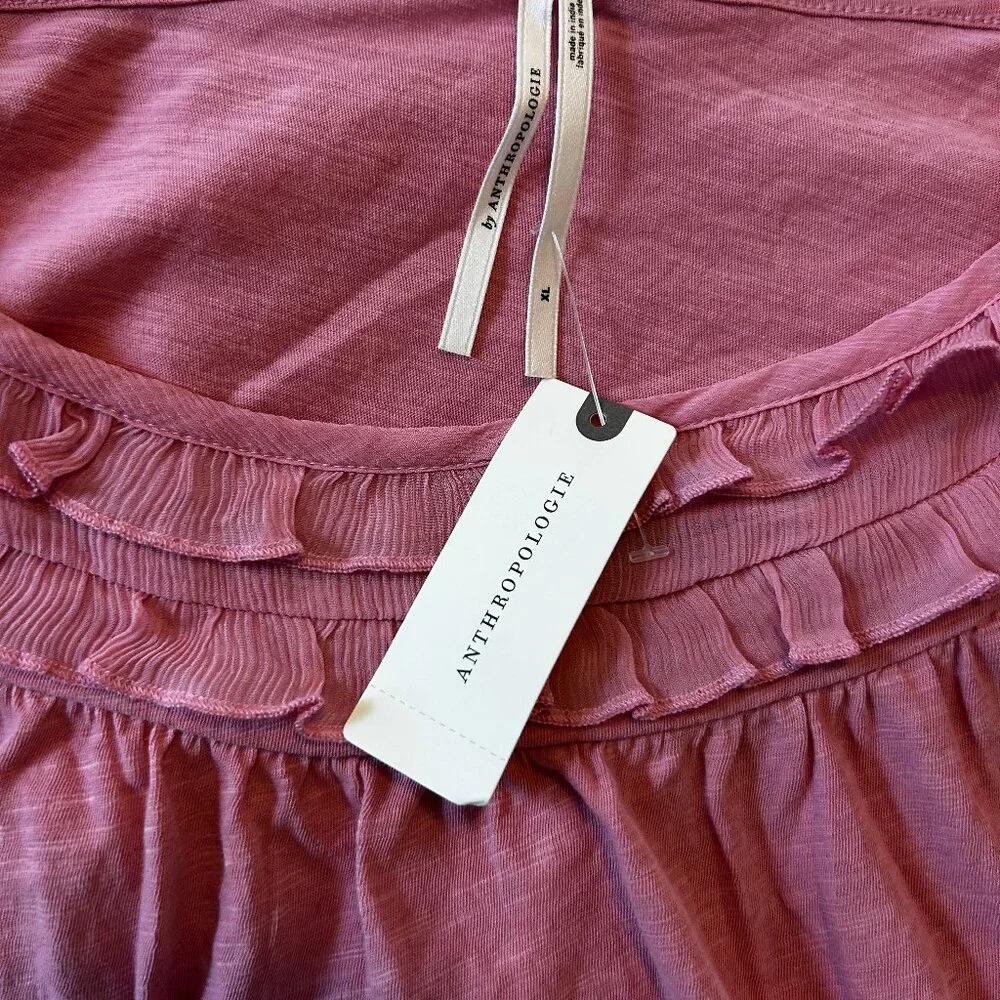 Anthropologie Mauve Pink Frilly Tank Top – NWT, Size XL - Picture 3 of 4